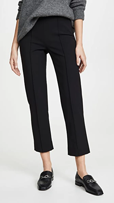 Vince Pintuck Stove Pipe Cotton Blend Trousers In Black