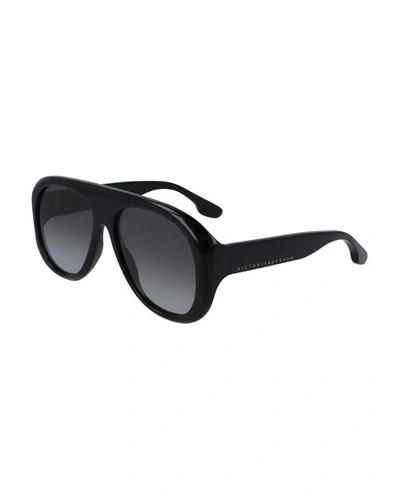 Victoria Beckham Half Moon Flat Top Sunglasses In Black