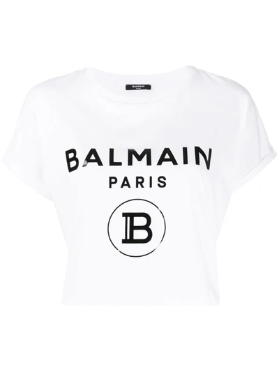 Balmain Logo Print Boxy-fit T-shirt In  Gab White