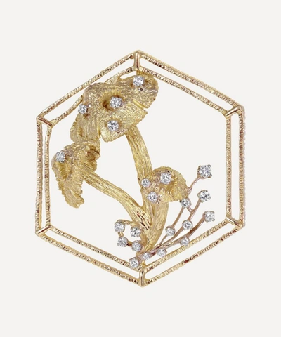 Kojis 18ct Gold Diamond Mushroom Brooch Pendant Necklace