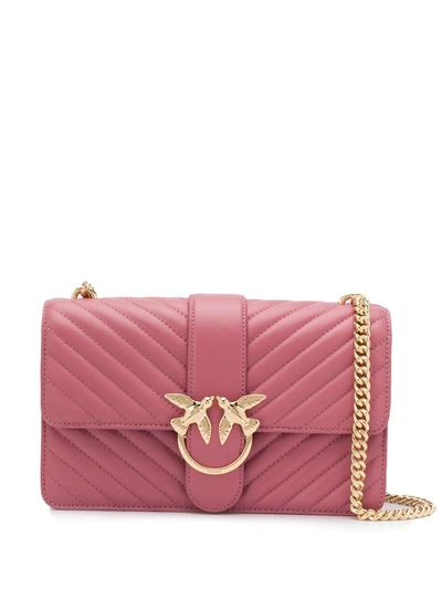Pinko Love Classic Mix Quilted Nappa Leather Shoulder Bag In Pink