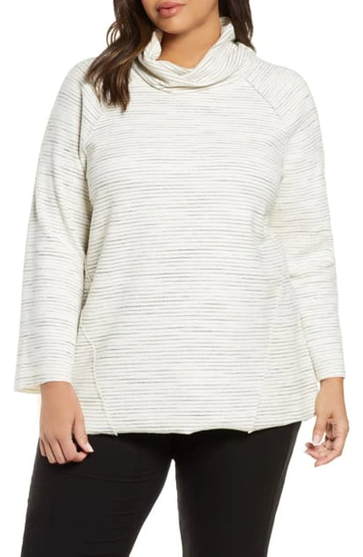 Nic And Zoe Plus Take Comfort In Cowl Neck Top In Neutral Mix