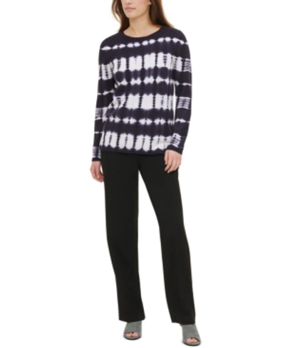 Calvin Klein Tie-dyed Long-sleeve Cotton Sweater In Twilight Combo