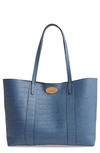 Mulberry Bayswater Matte Croc Embossed Leather Tote & Pouch In Pale Navy