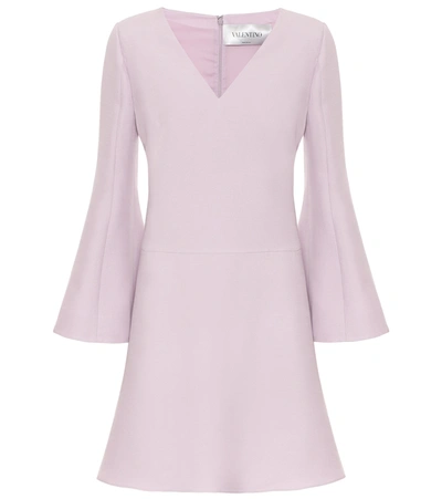 Valentino Long Sleeve Crepe Couture A-line Minidress In Water Lilac