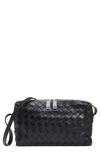 Bottega Veneta Intrecciato Leather Camera Bag In Nero/ Silver