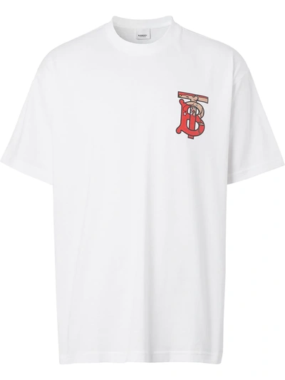 Burberry Monogram Motif Cotton Oversized T-shirt In White