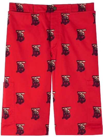 Burberry Monogram Motif Cotton Tailored Shorts In Red