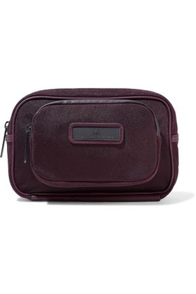 Adidas By Stella Mccartney Faux Leather-trimmed Mesh Cosmetics Case In Merlot