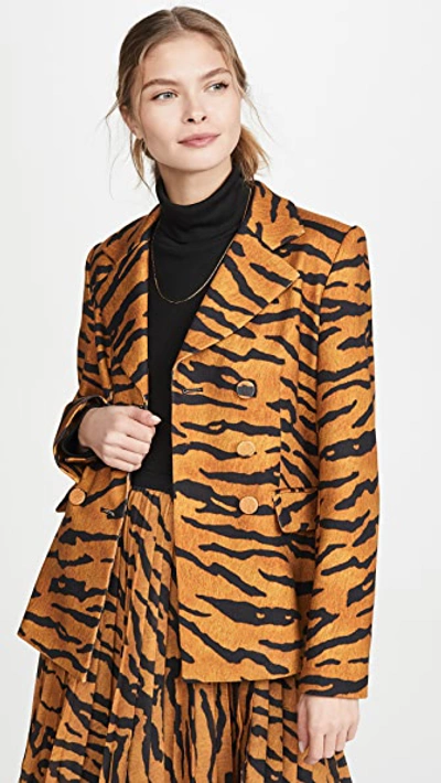 Adam Lippes Blazer With High Lapel In Tiger