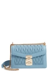 Miu Miu Matelasse Leather Crossbody Bag In Astrale