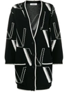 Valentino Oversized Intarsia Wool And Cashmere-blend Cardigan In Black