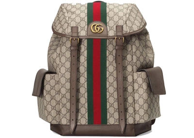 Pre-owned Gucci Ophidia Gg Backpack Medium Beige/ebony