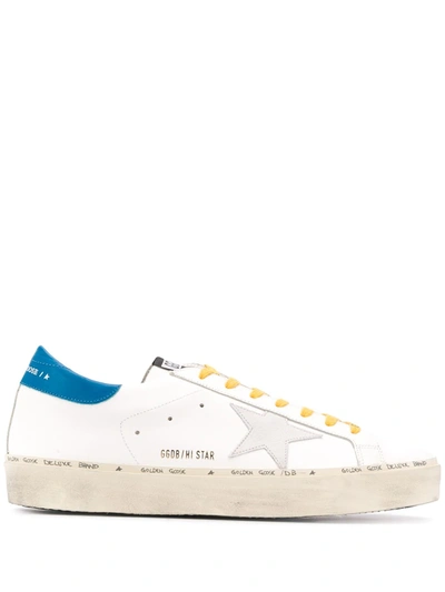 Golden Goose Hi-star Distressed Sneakers In White