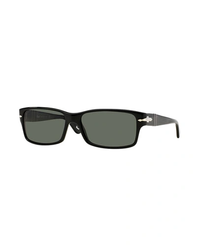 Persol Men's Rectangle Acetate Polarized Sunglasses In Black