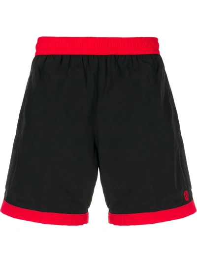 Alexander Mcqueen Mid-length Colour-block Swim Shorts In Black