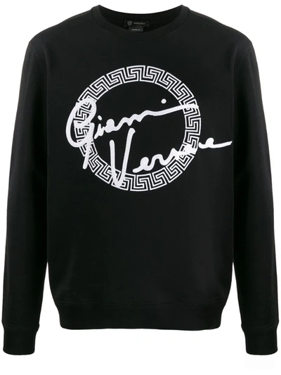 Versace Gv Signature Print Sweatshirt In Black,white