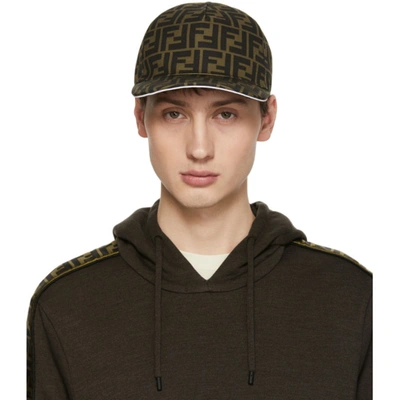 Fendi Fabric Baseball Cap In Brown