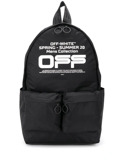Off-white Wavy-logo Canvas Backpack In Black