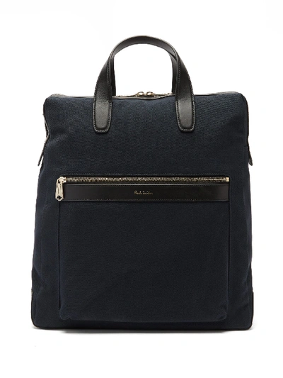 Paul Smith Leather-trimmed Canvas Messenger Bag In Blue