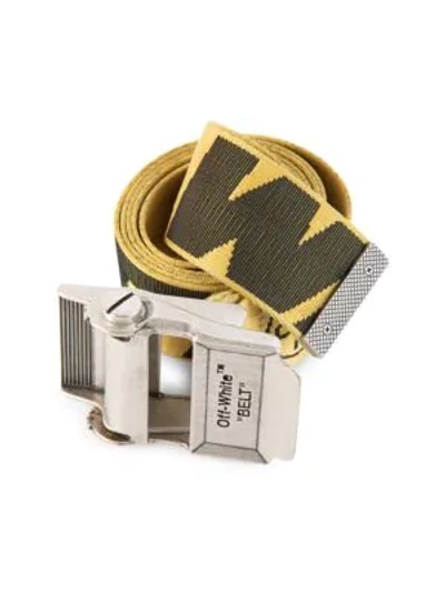 Off-white Men's Industrial Web Logo Belt In Yellow Black