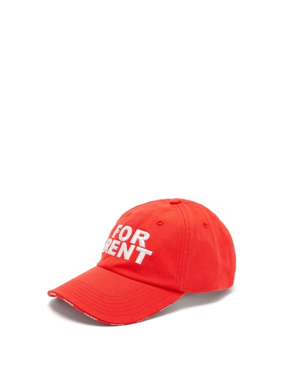 Vetements Reebok Logo-embroidered Cotton-twill Baseball Cap In Red