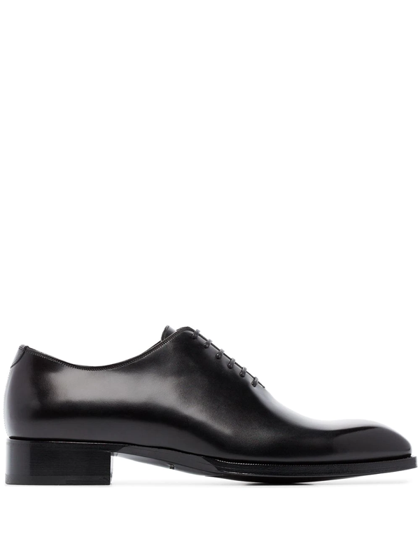 Tom Ford Elkan Whole-cut Polished-leather Oxford Shoes In Black | ModeSens