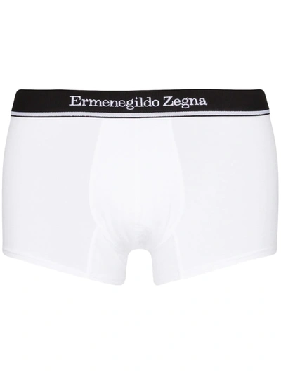 Ermenegildo Zegna Logo Waistband Boxer Briefs In White