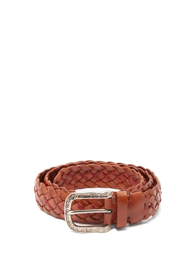 Brunello Cucinelli 4cm Brown Woven Leather Belt