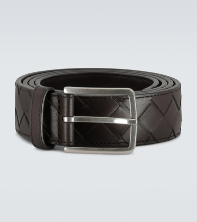Bottega Veneta 3.5cm New Intreccio Buckle Leather Belt In Brown