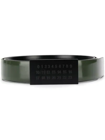 Maison Margiela 3cm Dark-green And Black Reversible Leather Belt In Black,green