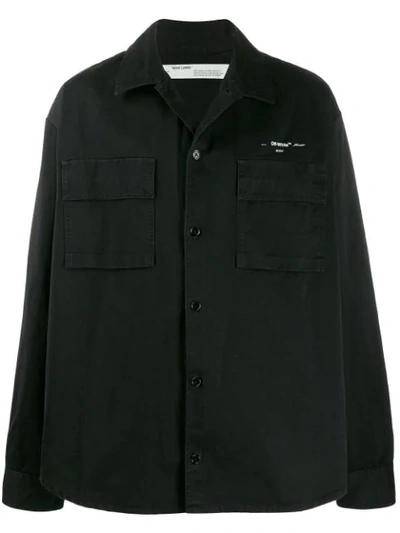 Off-white Oversized Logo-print Cotton-twill Shirt Jacket In Black