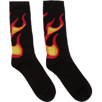 Palm Angels Intarsia Stretch Cotton-blend Socks In 1088 Blkmul