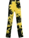 Palm Angels Tapered Striped Tie-dyed Cotton-blend Velour Track Pants In Black