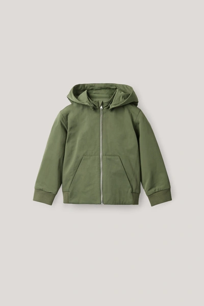 Cos Kids' Padded Hooded Jacket In Green