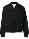 Ami Alexandre Mattiussi Slim-fit Logo-appliquéd Cotton-blend Bomber Jacket In Black