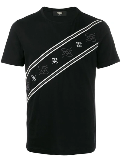 Fendi Embroidered Karligraphy T-shirt In Black