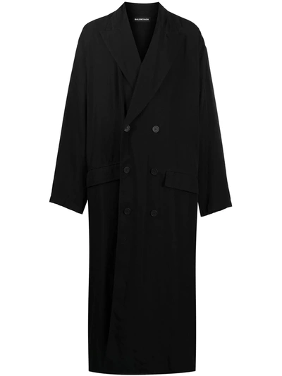 Balenciaga Double Breasted Fitted Coat In Black