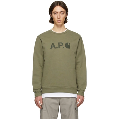 A.p.c. X Carhartt Work In Progress Ice Crewneck Sweatshirt In Khaki