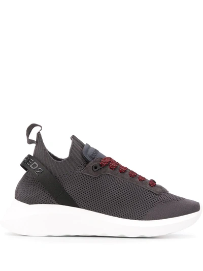 Dsquared2 Grey Speedster Man Sneakers In Nero/rosso