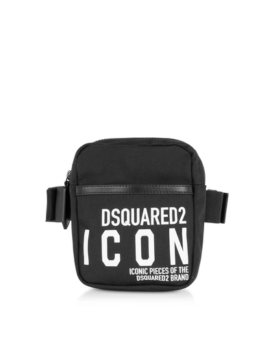 Dsquared2 New Icon Black Nylon Vertical Belt Bag