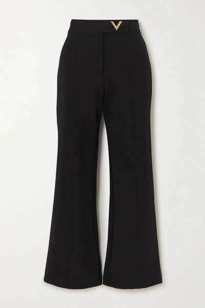 Valentino Vgold Crepe-jersey Trousers In Black