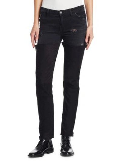 Alchemist Turner Suede-trimmed Jeans In Black