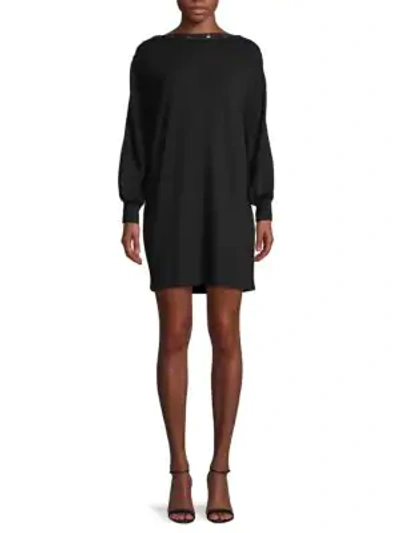 Grey State Snap Button Mini Dress In Black