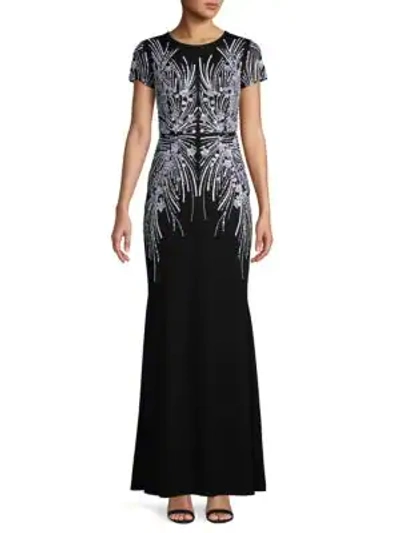 Adrianna Papell Embellished Gown In Black