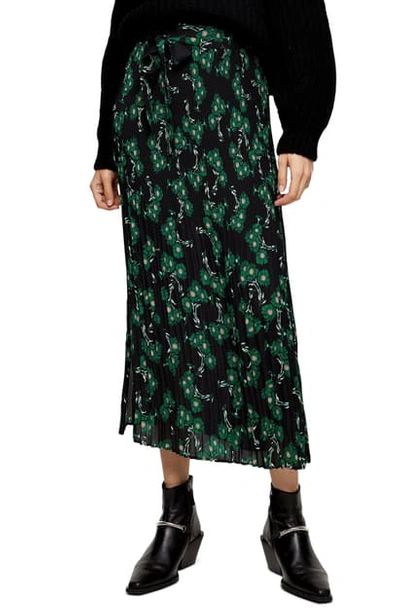 Green pleated midi skirt topshop sales