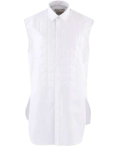 Bottega Veneta Padded Plastron Shirt Dress In Bianco Ottico