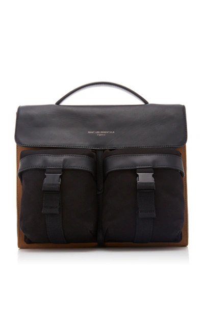 Want Les Essentiels De La Vie Durham Leather-trimmed Canvas Shoulder Bag In Black