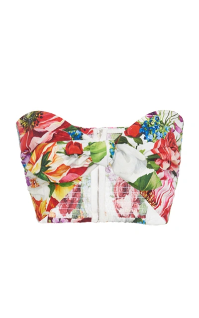 Dolce & Gabbana Floral-print Knot-front Cotton Bralette