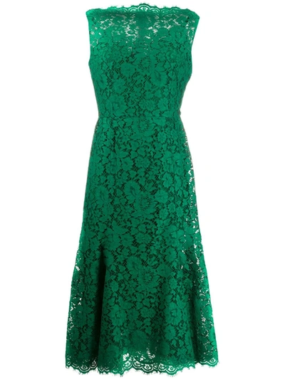 Dolce & Gabbana Floral Lace Sleeveless Dress In Green